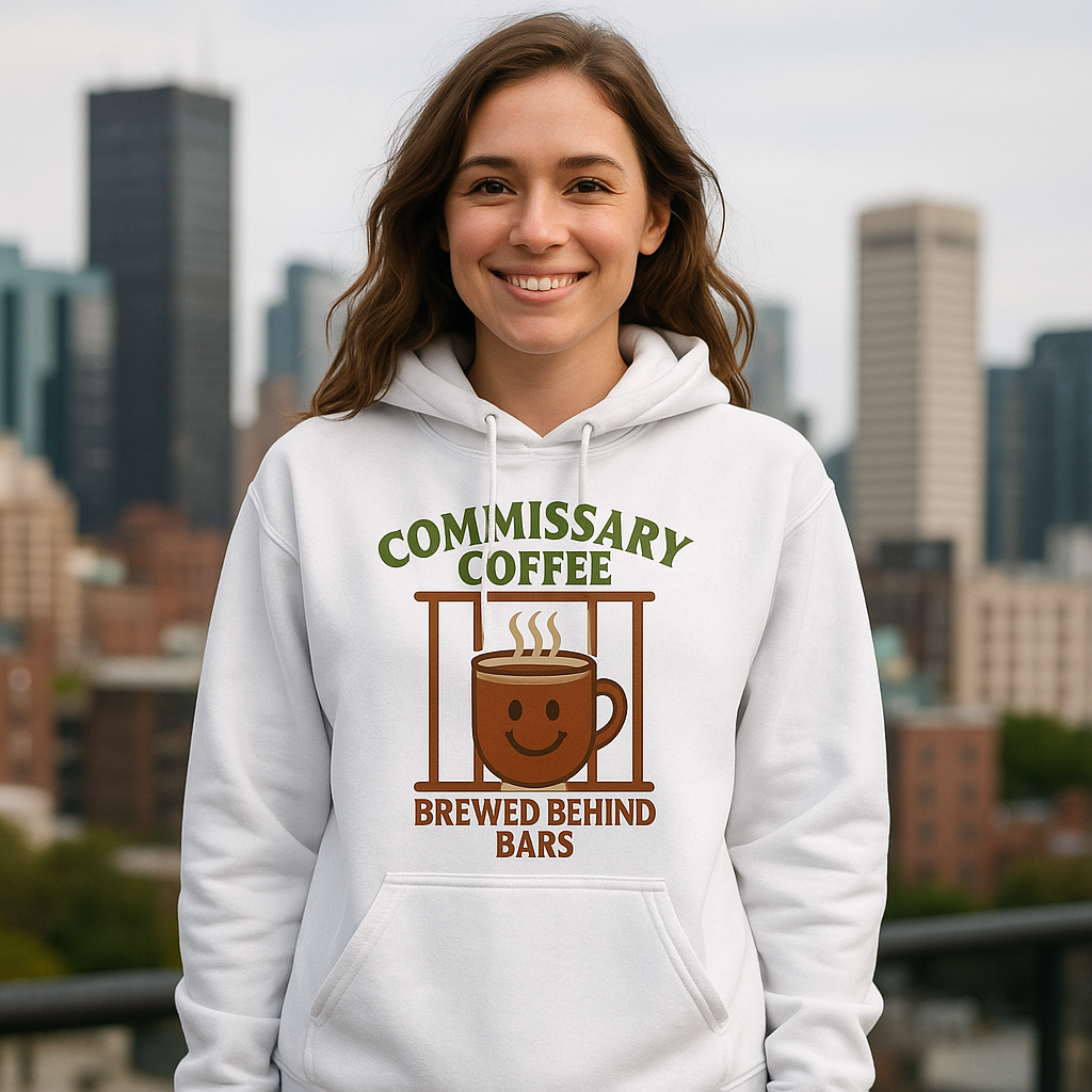 Commissary Coffee Heavy Blend Hoodie – Brewed Behind Bars Design
